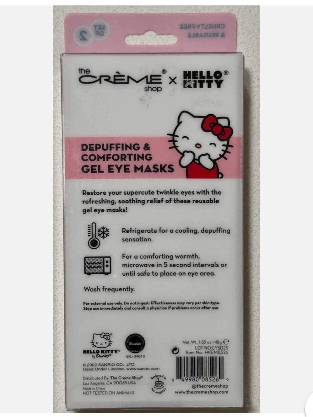 The Crème Shop x Hello Kitty depuffing and comforting gel eye masks.